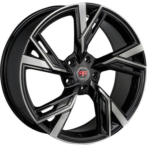 Revolution Racing R25 Gloss Black w/ Machined Spoke Faces and Outer Lip 18x8 | 5x114.3 (RR25-188514+40BM)