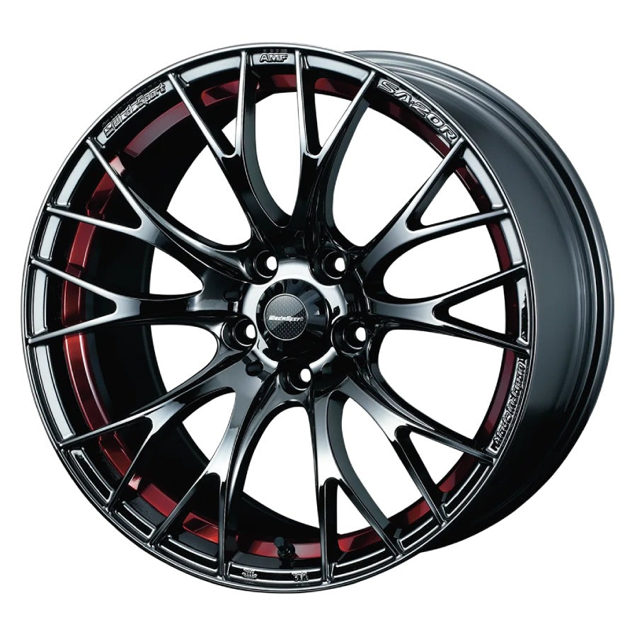 WedsSport SA-20R Gloss Black with a Red Undercut (Red Light Chrome) 18x8.5 | 5x114.3 (72802)