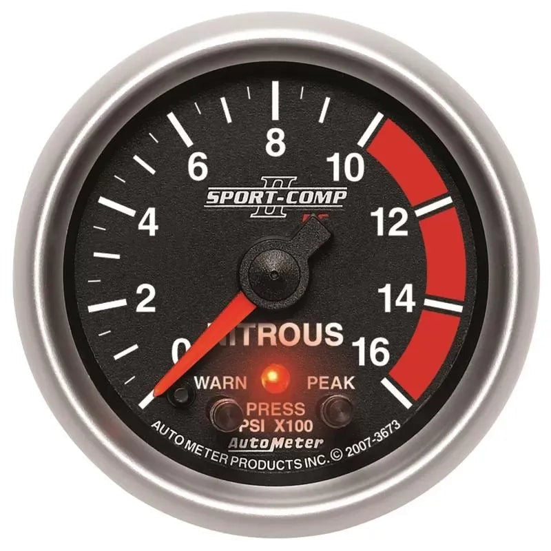 Autometer 2-1/16" 0-1600 PSI Nitrous Pressure Gauge SPORT-COMP II | Universal (3673)