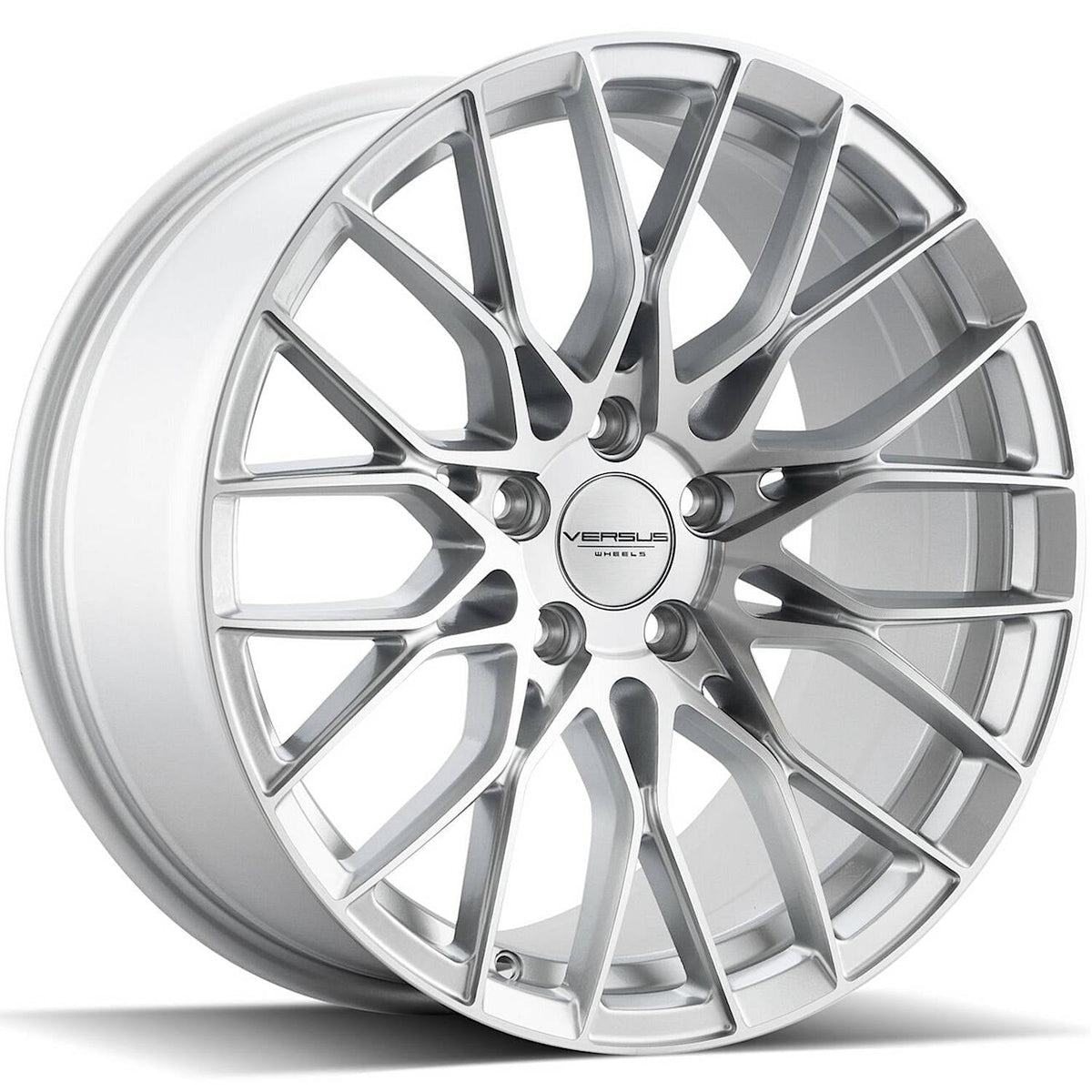 Versus Racing VS442 Silver w/Machined Spoke Faces and Outer Lip Ring 18x8.5 | 5x114.3 (VS44218855114+40SMF)