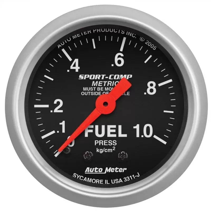 Autometer 2-1/16" 0-1.0 KG/CM2 Fuel Pressure Gauge SPORT-COMP | Universal (3311-J)