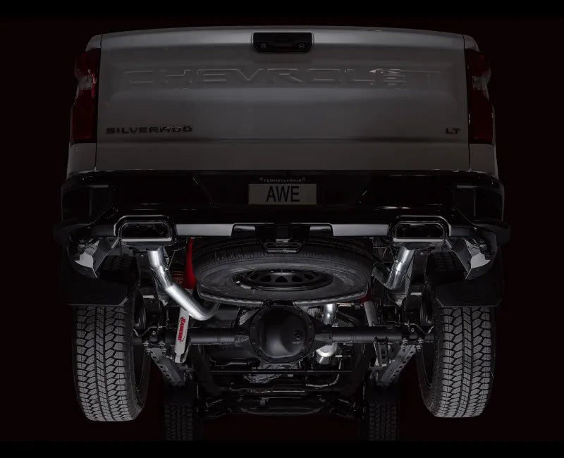 AWE 0FG Catback Split Rear Exit Exhaust for 4th Gen Silverado/Sierra 1500 6.2L (With Bumper Cutouts) - OE Tips (3015-31202)