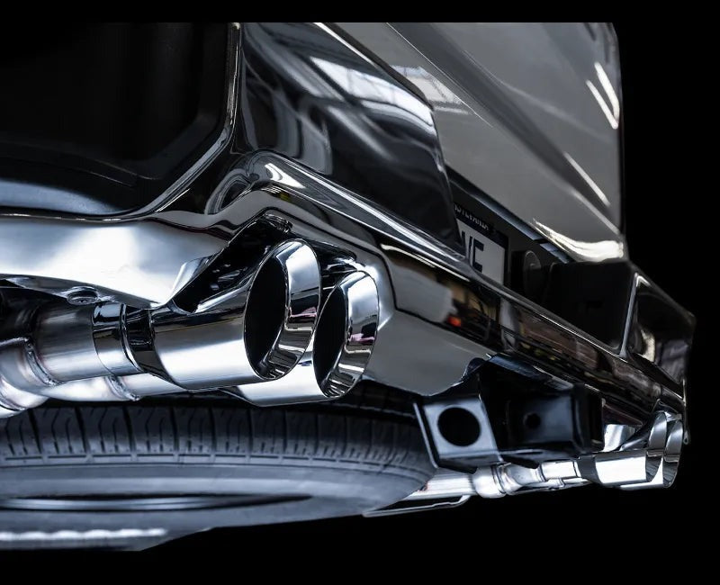 AWE 0FG Catback Split Rear Exit Exhaust for 4th Gen Silverado/Sierra 1500 5.3L (With Bumper Cutouts) - Quad Chrome Silver Tips (3015-42201)