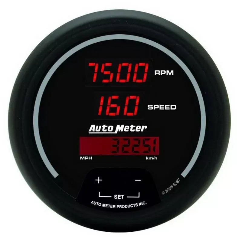 Autometer 3-3/8" 10K RPM/260 MPH/260 KM/H Tachometer/Speedometer Gauge SPORT-COMP Digital | Universal (6387)
