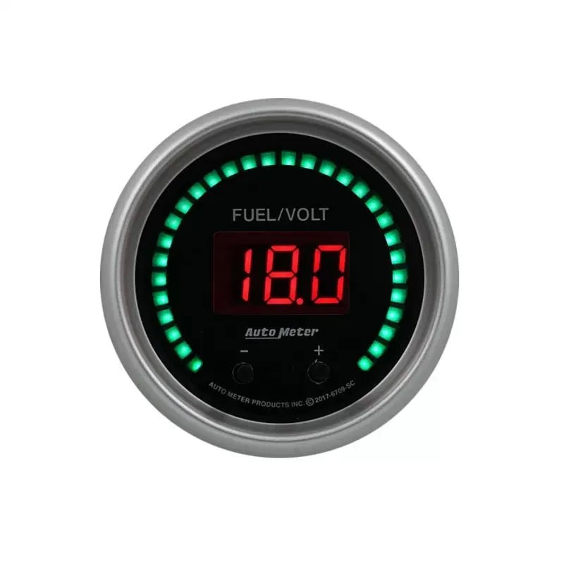 Autometer 2-1/16" Two Channel 0-100%/8-18V Digital Fuel Level /Volt Gauge SPORT-COMP Elite | Universal (6709-SC)