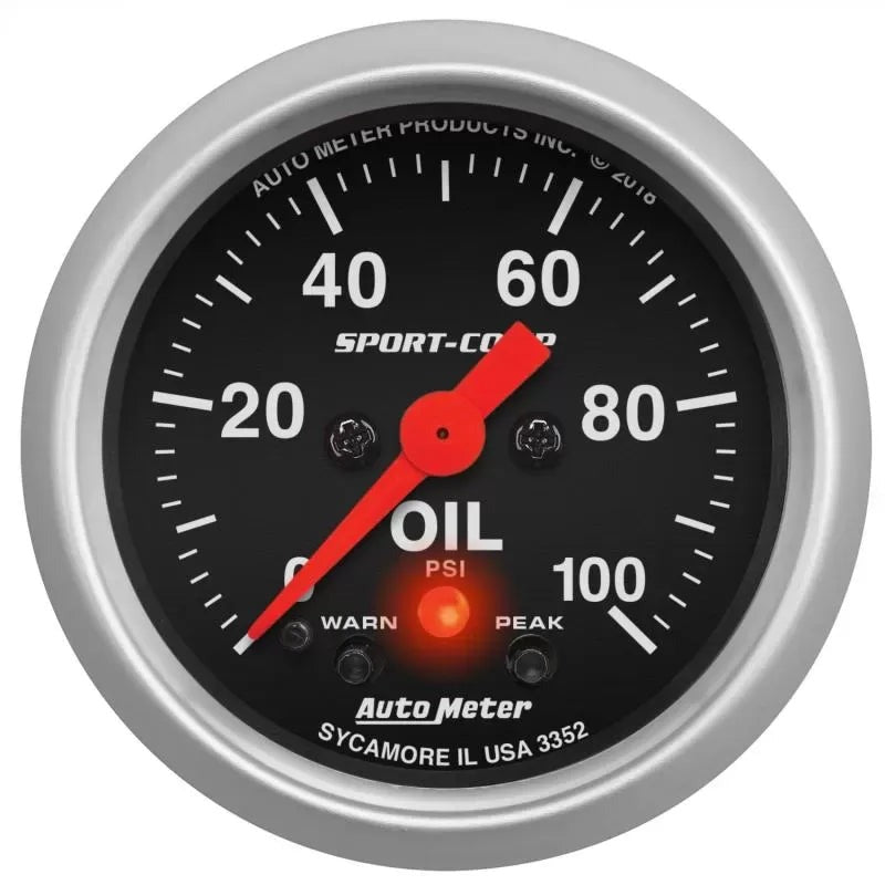 Autometer 2-1/16" 0-100 PSI Oil Pressure Gauge SPORT-COMP | Universal (3352)