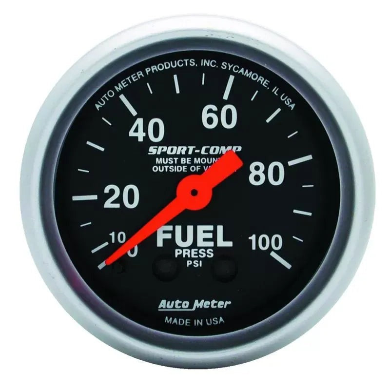 Autometer 2-1/16" 0-100 PSI Fuel Pressure Gauge SPORT-COMP | Universal (3312)