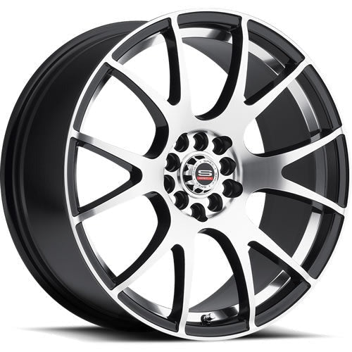 Spec-1 Wheels SP-2 Gloss Black w/ Machined Face and Undercut 17x8 | 5x100/5x114.3 (SP2S-17802338GBMMS)