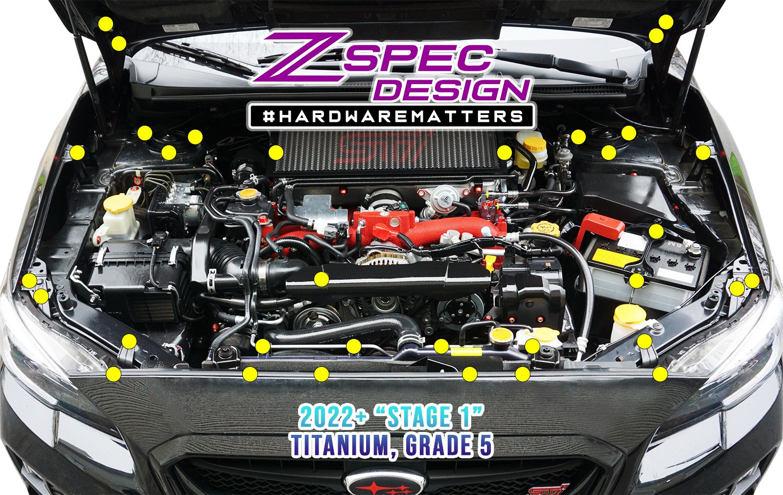 ZSPEC "Stage 1" Dress Up Bolts® Grade-5 Titanium Fastener Kit | 2015-2021 Subaru WRX/STI (00843612137197)
