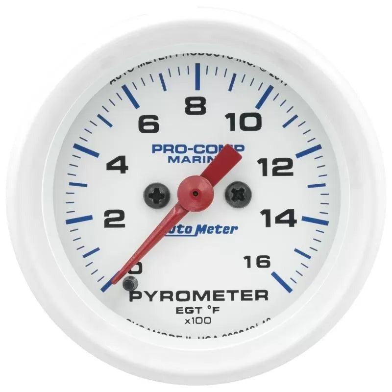 Autometer 2-1/16" 0-1600 oF Pyrometer EGT Gauge Marine Silver White | Universal (200842)