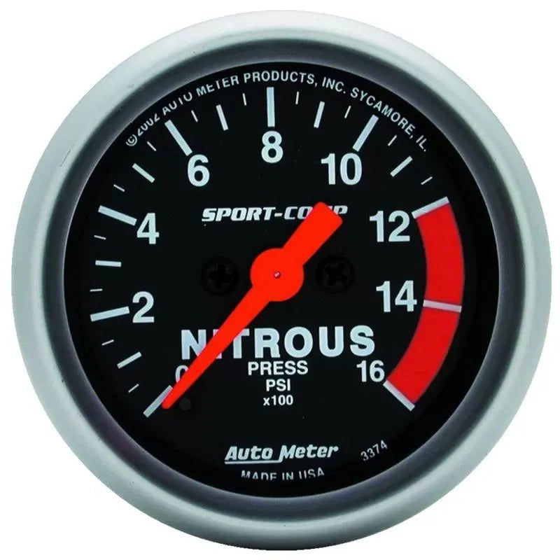 Autometer 2-1/16" 0-1600 PSI Nitrous Pressure Gauge SPORT-COMP | Universal (3374)