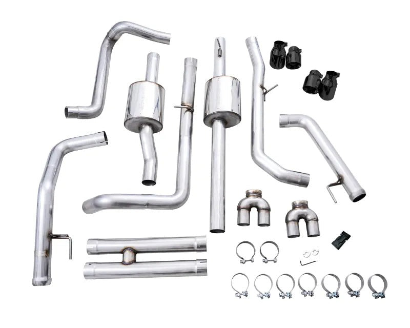 AWE 0FG Catback Exhaust for Silverado ZR2/Sierra AT4X - Quad Diamond Black Tips (3015-43284)