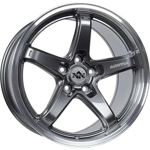 Anovia Wheels AN-5S Gloss Gunmetal Gray w/Machined Lip 18x8.5 | 5x114.3 (ANO0111885511438GY)