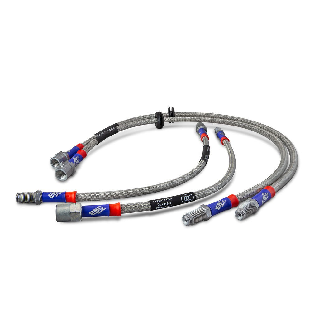 EBC Brakes Stainless Braided Brakelines | 2017-2021 Honda Civic Type-R / 2016-2021 Honda Civic LX / 2016-2021 Honda Civic Sport (BLA7707-4L)