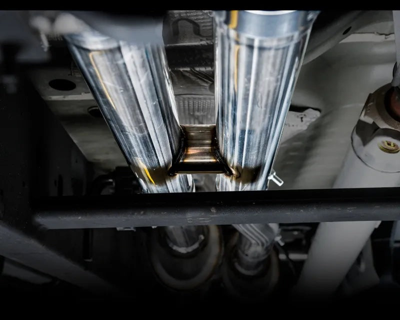 AWE 0FG Catback Split Rear Exit Exhaust for 4th Gen Silverado/Sierra 1500 6.2L (With Bumper Cutouts) - Quad Chrome Silver Tips (3015-42203)