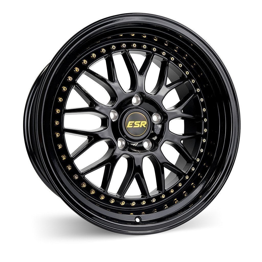 ESR Wheels SR01 Gloss Black w/ Chrome Rivets 18x9.5 | 5x120 (89552035 SR01GBLK)