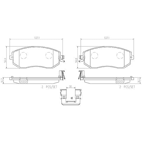 Brembo OEM Equivalent Ceramic Front Brake Pads | 2013-2016 Scion FR-S, 2013-2015 Subaru BRZ, and 2011-2014 Subaru WRX (P78021N)