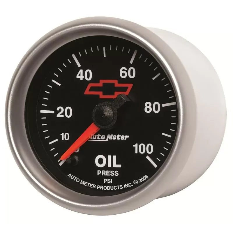 Autometer 2-1/16" 0-100 PSI Oil Pressure Gauge CHEVY Red BOWTIE | Universal (3653-00406)