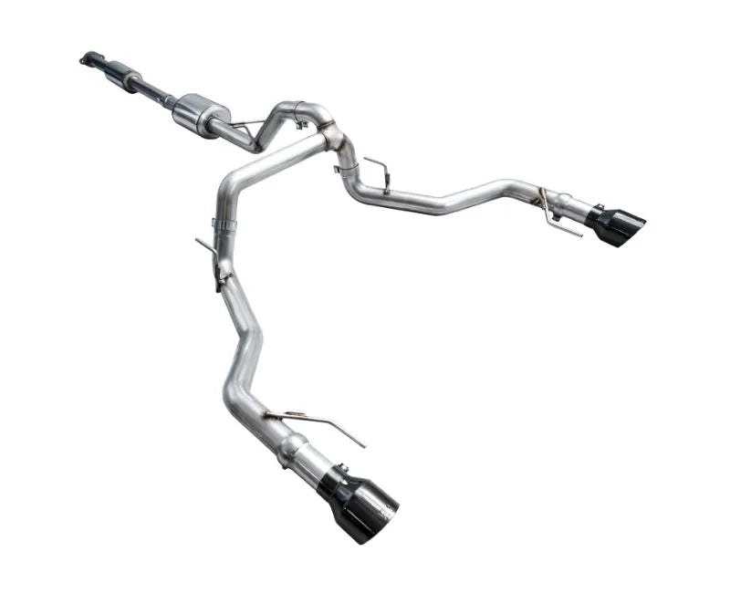 AWE 0FG Resonated Catback for '21+ Ford F-150 Tremor (With Bumper Cutouts) - Diamond Black Tips (3015-33402)