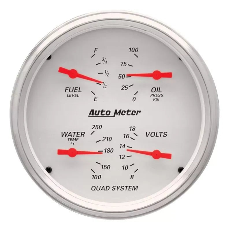 Autometer 5" 100 PSI/100-250 °F/8-18V/240-33 Ω Quad Gauge Arctic White | Universal (1310)