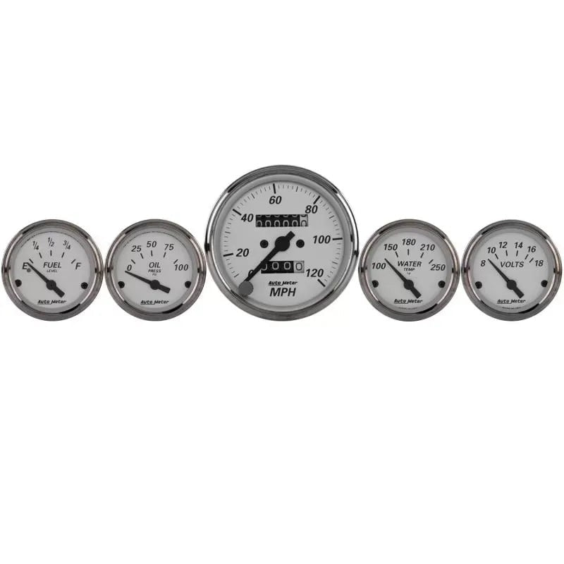 Autometer 3-1/8" & 2-1/16" Mechanical Speedometer 5-Piece Gauge Kit American Platinum | Universal (1901)