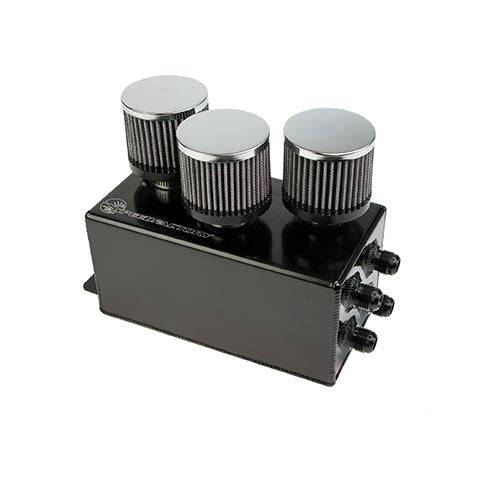 SpeedFactory Racing 3-Filter Oil Catch Can - Black Edition | 1992-2000 Honda Civic, and 1994-2001 Acura Integra (SF-02-031-BLK)