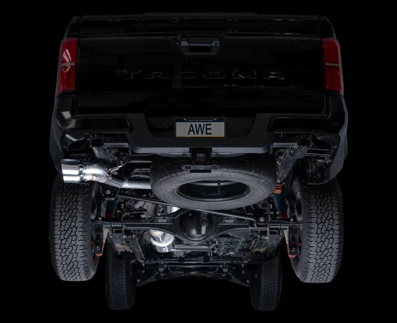 AWE 0FG Exhaust for 4th Gen Toyota Tacoma - Dual Chrome Silver Tips (3015-32254)