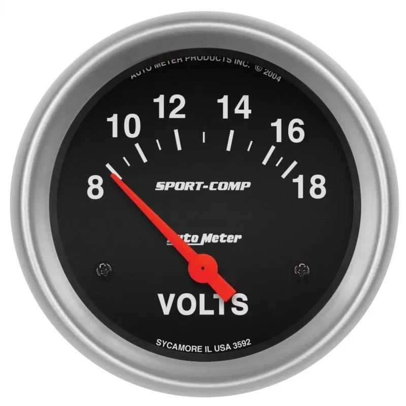 Autometer 2-5/8" 8-18V Voltmeter Gauge SPORT-COMP | Universal (3592)