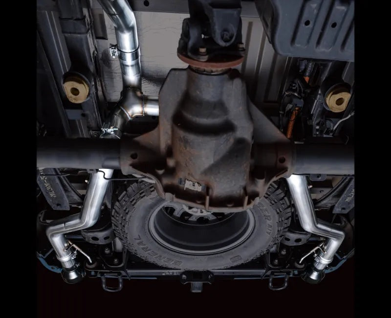 AWE 0FG Resonated Catback for '21+ Ford F-150 Tremor (With Bumper Cutouts) - Diamond Black Tips (3015-33402)