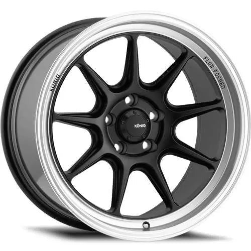 Konig Countergram Matte Black w/ Matte Machined Lip 18x11 | 5x114.3 (CT18514155)