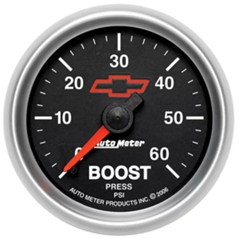 Autometer 2-1/16" 0-60 PSI Boost Gauge CHEVY Red BOWTIE | Universal (3605-00406)