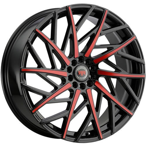 Revolution Racing RR21 Black w/ Red Spoke Accents 20x8 | 5x110/5x114.3 (RR21-20851014+40BR)