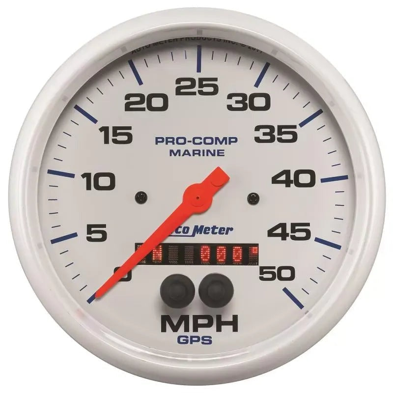 Autometer 5" 0-50 MPH Speedometer Gauge Marine White | Universal (200644)