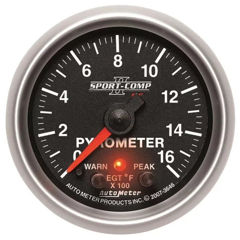 Autometer 2-1/16" 0-1600 °F Pyrometer EGT Gauge SPORT-COMP II | Universal (3646)