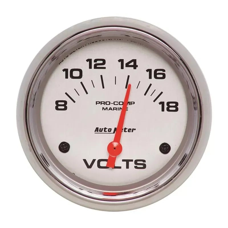 Autometer 2-5/8" 8-18V Voltmeter Gauge Marine Chrome ULTRA-LITE | Universal (200757-35)