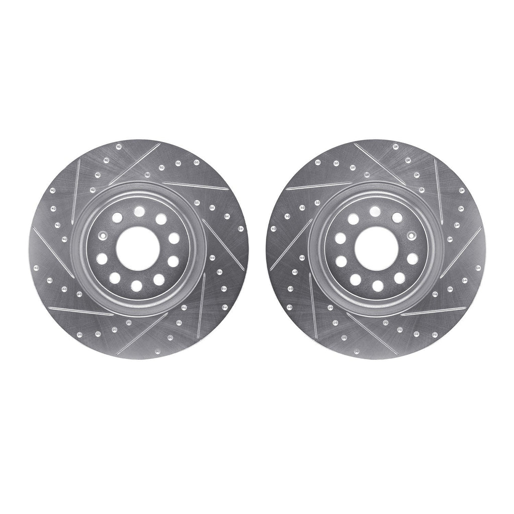 R1 Concepts Front & Rear Drilled & Slotted Silver Brake Rotor Set | 2015-2019 VW Golf R (WGPN2-73073)