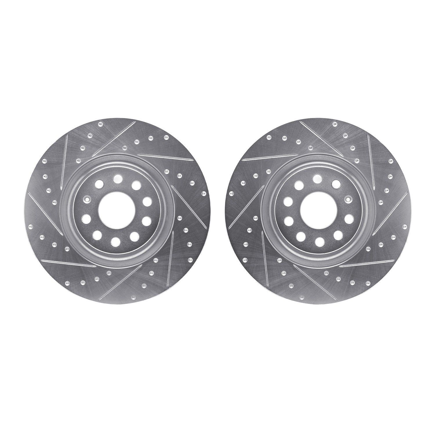 R1 Concepts Front & Rear Drilled & Slotted Silver Brake Rotor Set | 2015-2019 VW Golf R (WGPN2-73073)
