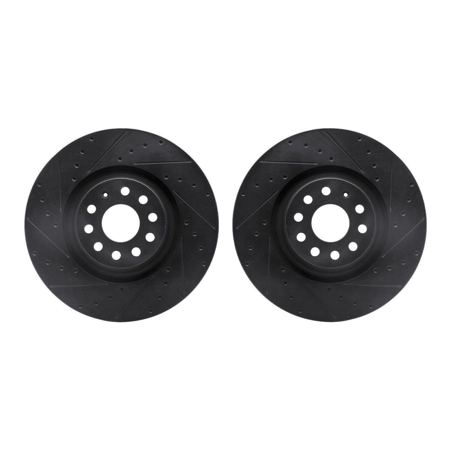 R1 Concepts Rear Drilled & Slotted Black Brake Rotor Set w/Ceramic Pads and Hardware | 2015-2019 VW Golf R (WHWH1-74091)