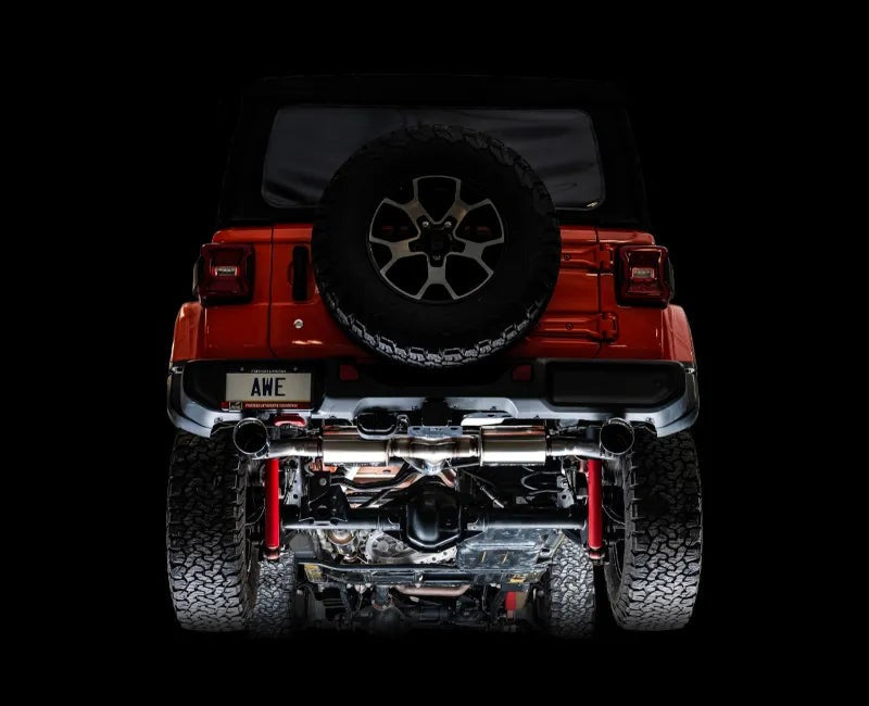 AWE Tread Edition Axleback Dual Exhaust for Jeep JL/JLU 3.6L/2.0T - Diamond Black Tips (3015-33001)