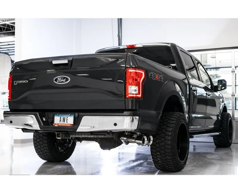 AWE 0FG Single Exit Exhaust for '15-'20 F-150 - 4.5" Chrome Silver Tips (3015-22066)