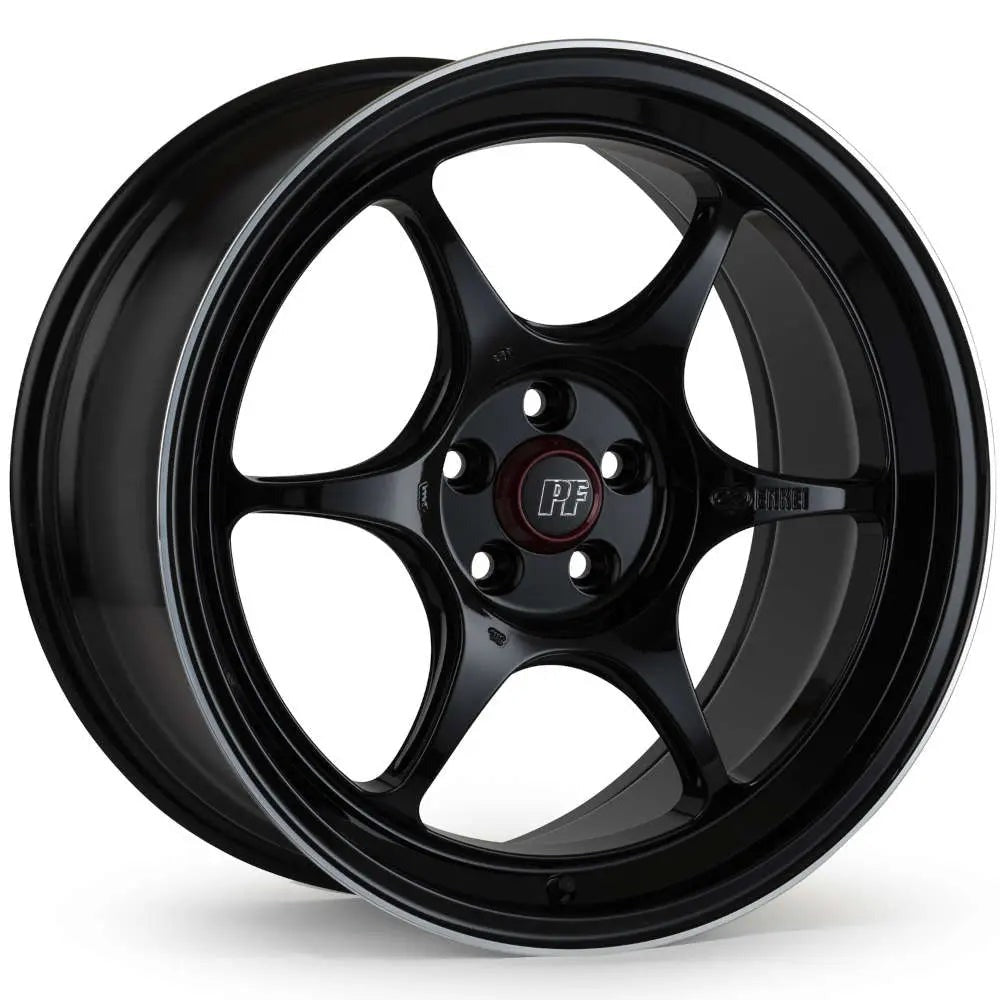 Enkei PF06 Black w/ Machined Lip Ring 16x8 | 4x100 (545-680-4930BKM)