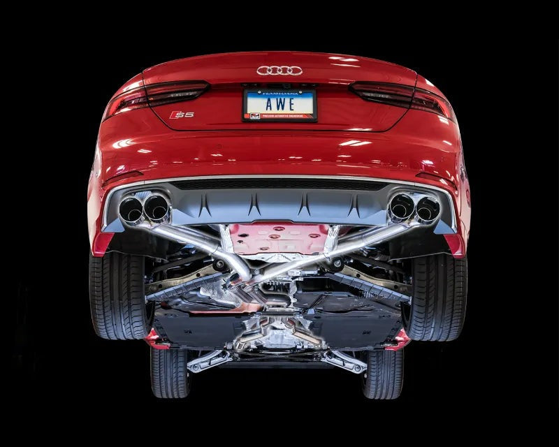 AWE Track Edition Exhaust for Audi B9 S5 Coupe - Chrome Silver 102mm Tips (3010-42064)