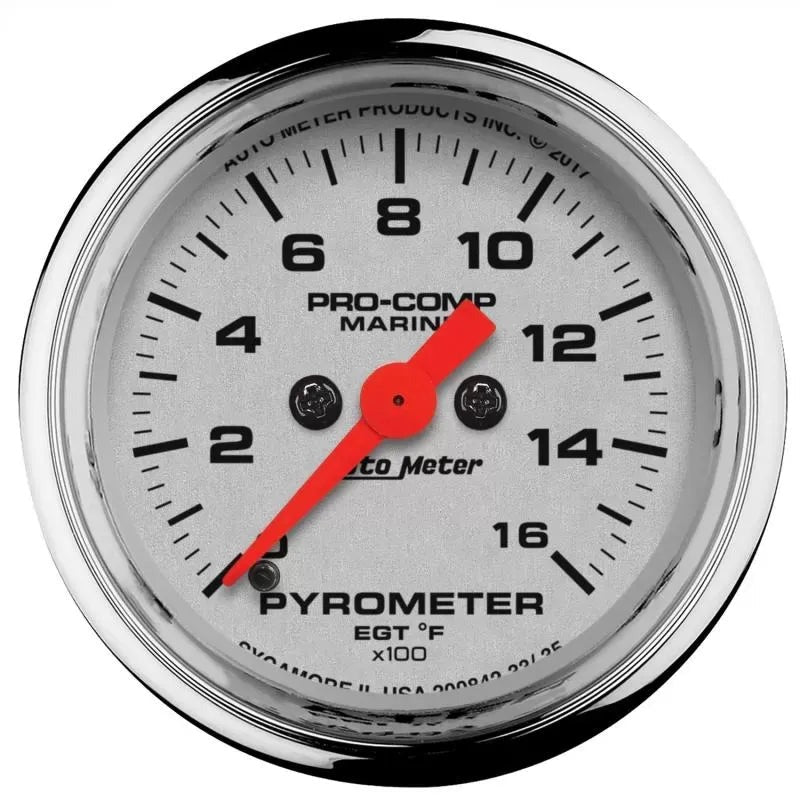 Autometer 2-1/16" 0-1600 oF Pyrometer EGT Gauge Marine Chrome ULTRA-LITE | Universal (200842-35)