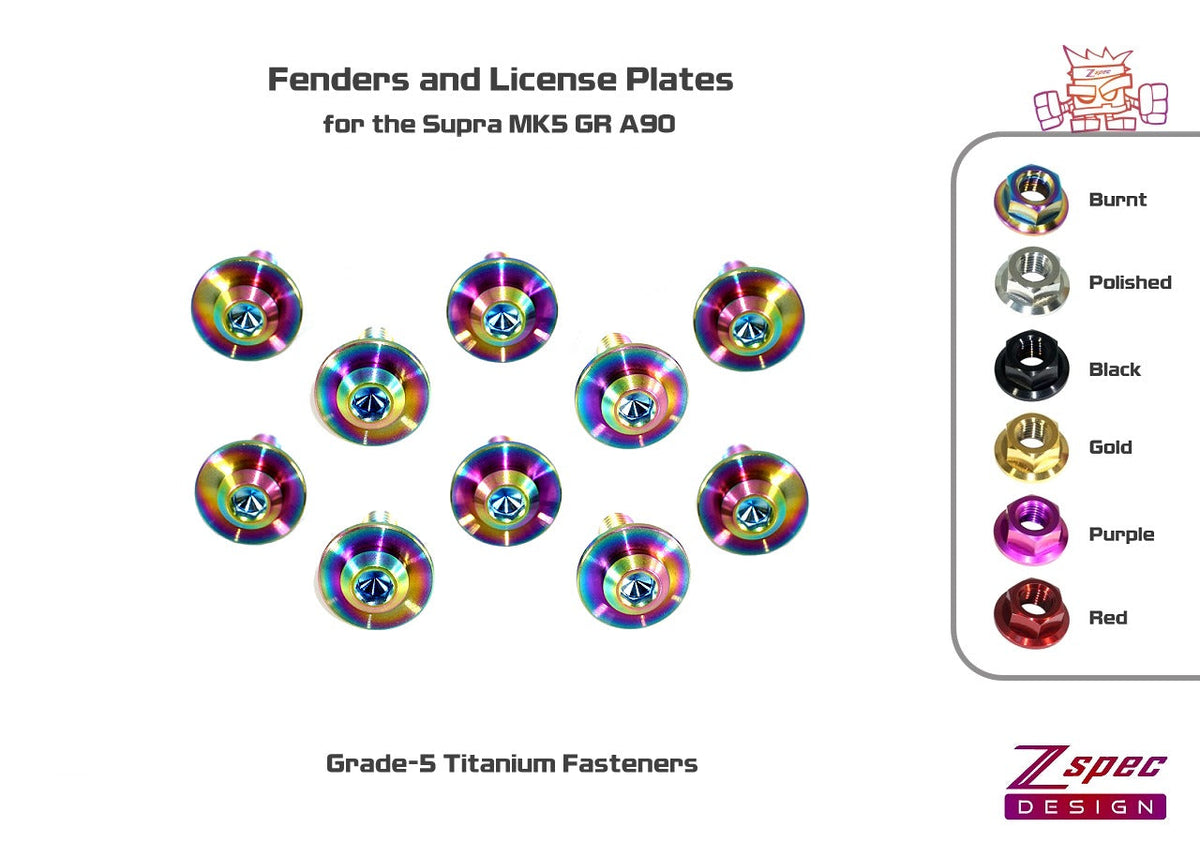 ZSPEC GR5 Titanium Fenders & License Plates Fasteners | 2020-2026 Toyota Supra (00843612114464)
