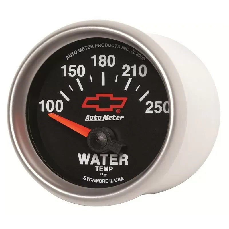Autometer 2-1/16" 100-250 °F CHEVY RED BOWTIE Water Temperature Gauge Black | Universal (3637-00406)