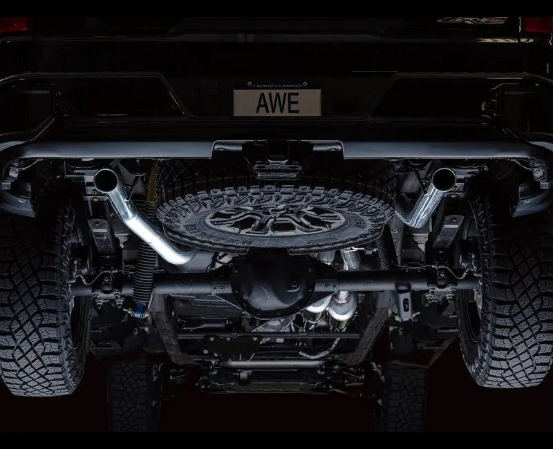 AWE 0FG Catback Exhaust for Silverado ZR2/Sierra AT4X - Dual Bashguard (no tips) (3015-31972)