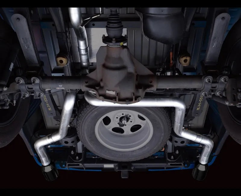 AWE 0FG Dual Split Rear Exhaust for '21+ Ford F-150 - 5" Diamond Black Tips (3015-33119)