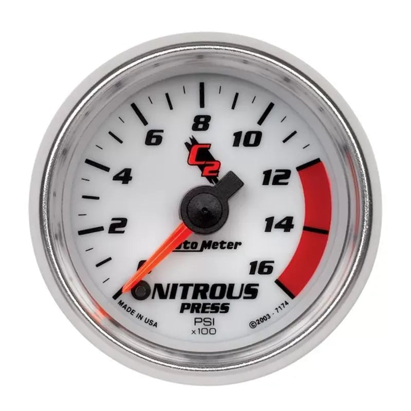 Autometer 2-1/16" 0-1600 PSI Nitrous Pressure Gauge C2 | Universal (7174)