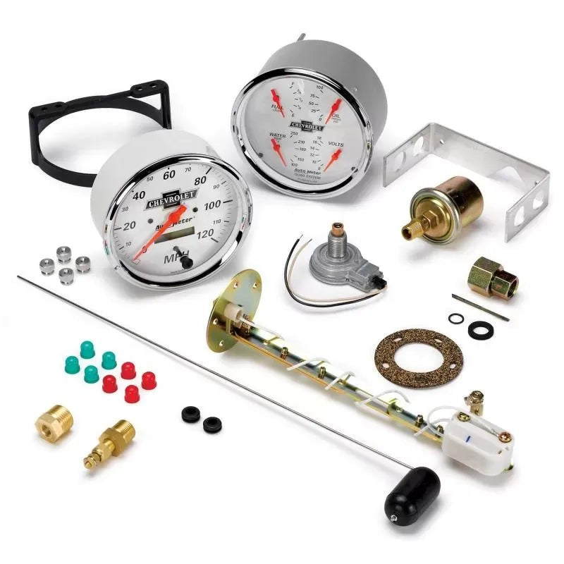 Autometer 5" 240-33 Ω Quad & Speedometer 2-Piece Gauge Kit CHEVY VINTAGE | Universal (1303-00408)