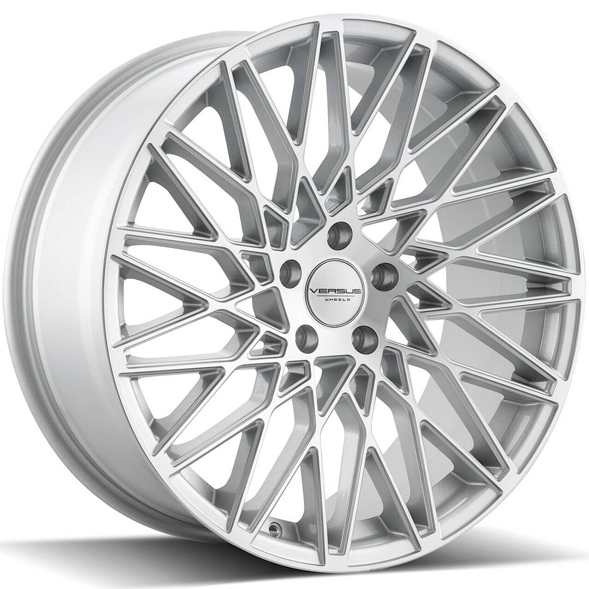 Versus Racing VS001 Silver w/Machined Spoke Faces and Outer Lip Ring 20x8.5 | 5x120 (VS00120855120+35SMF)